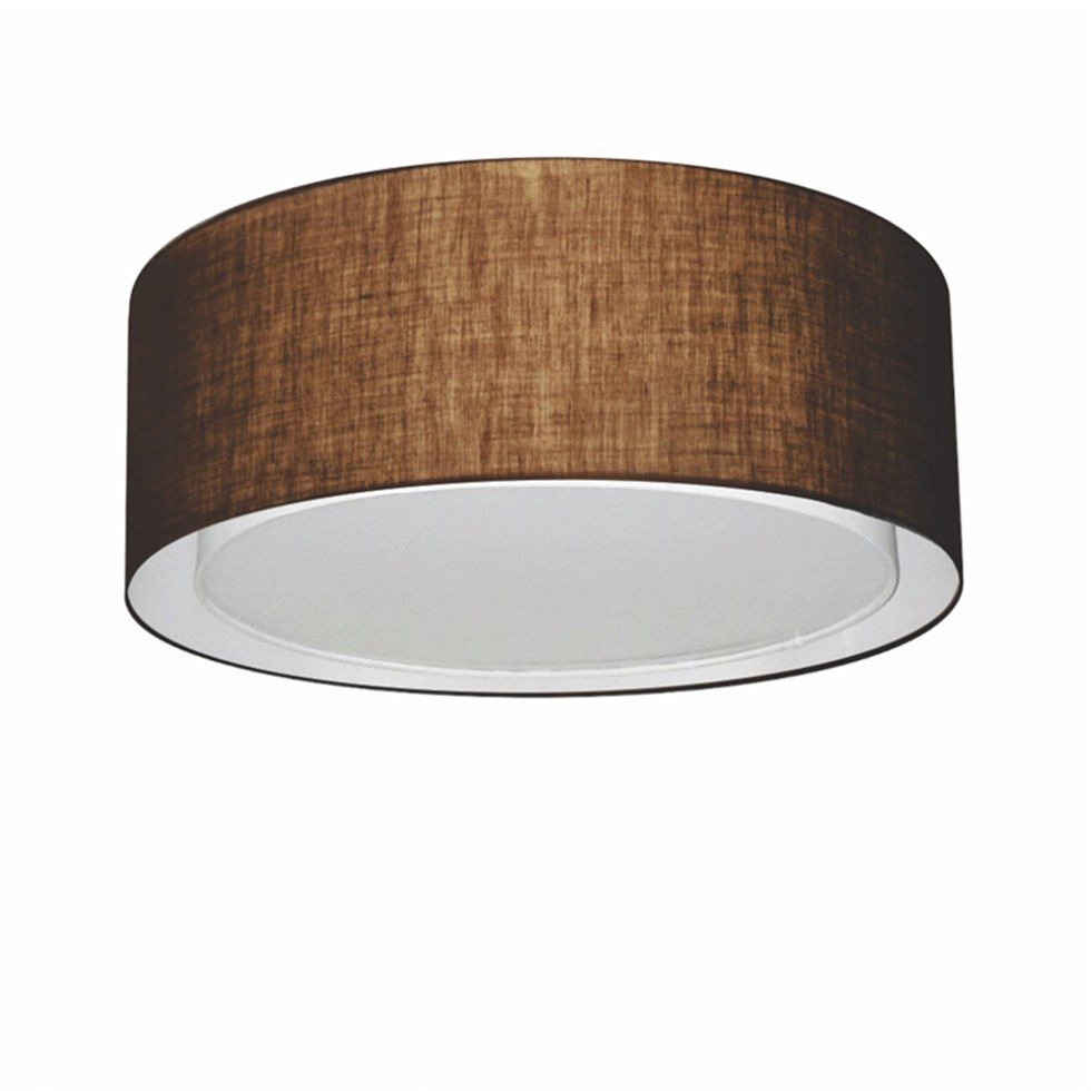 Plafon Cilíndrico Duplo Vivare Md-3036 Cúpula Em Tecido 50x25cm - Bivolt - Café - 127/220v