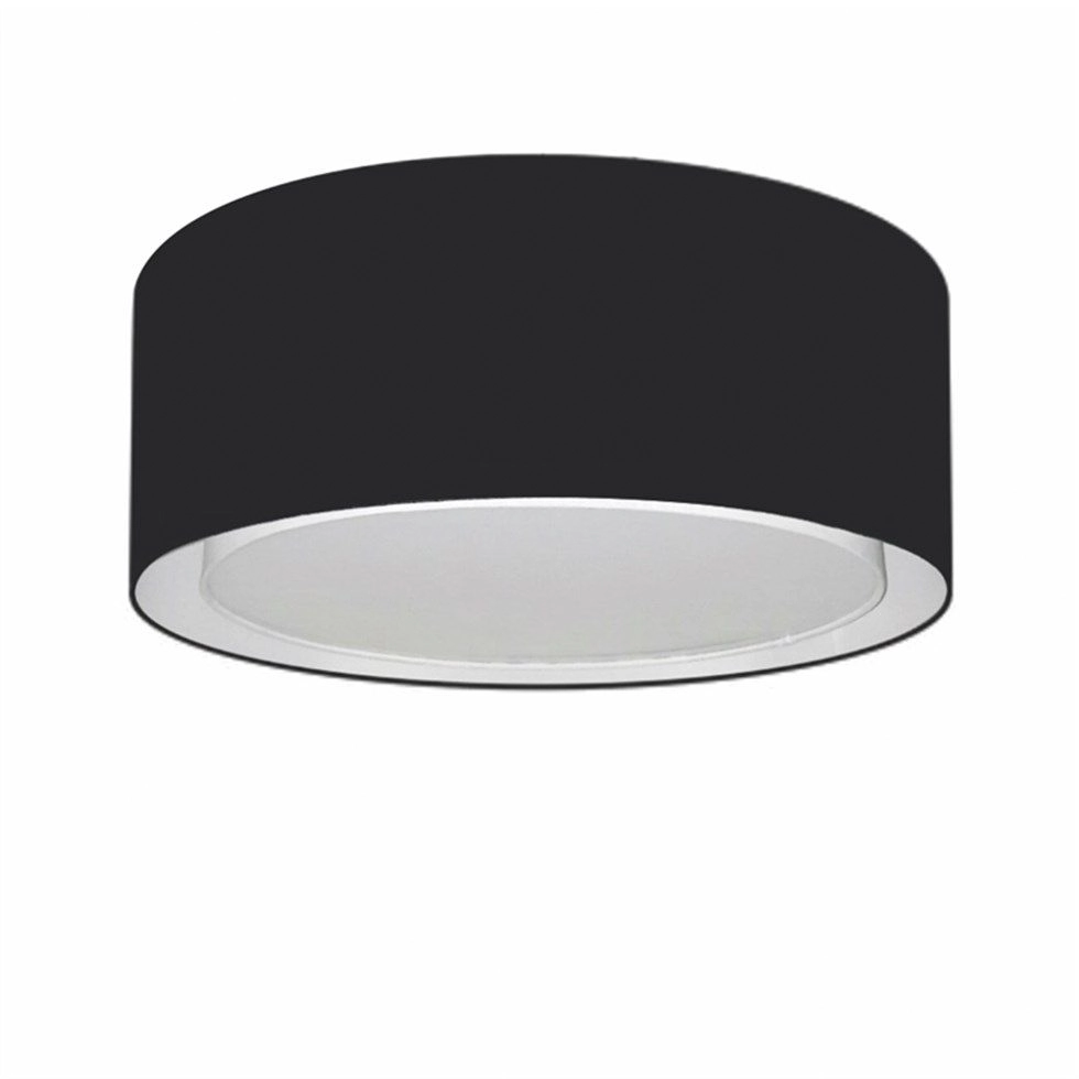 Plafon Cilíndrico Duplo Vivare Md-3036 Cúpula Em Tecido 50x25cm - Bivolt - Preto - 127/220v