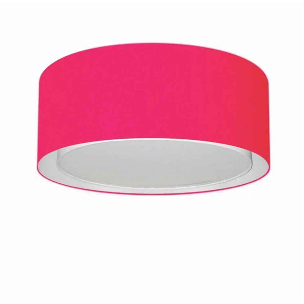 Plafon Cilíndrico Duplo Vivare Md-3036 Cúpula Em Tecido 50x25cm - Bivolt - Rosa-pink - 127/220v