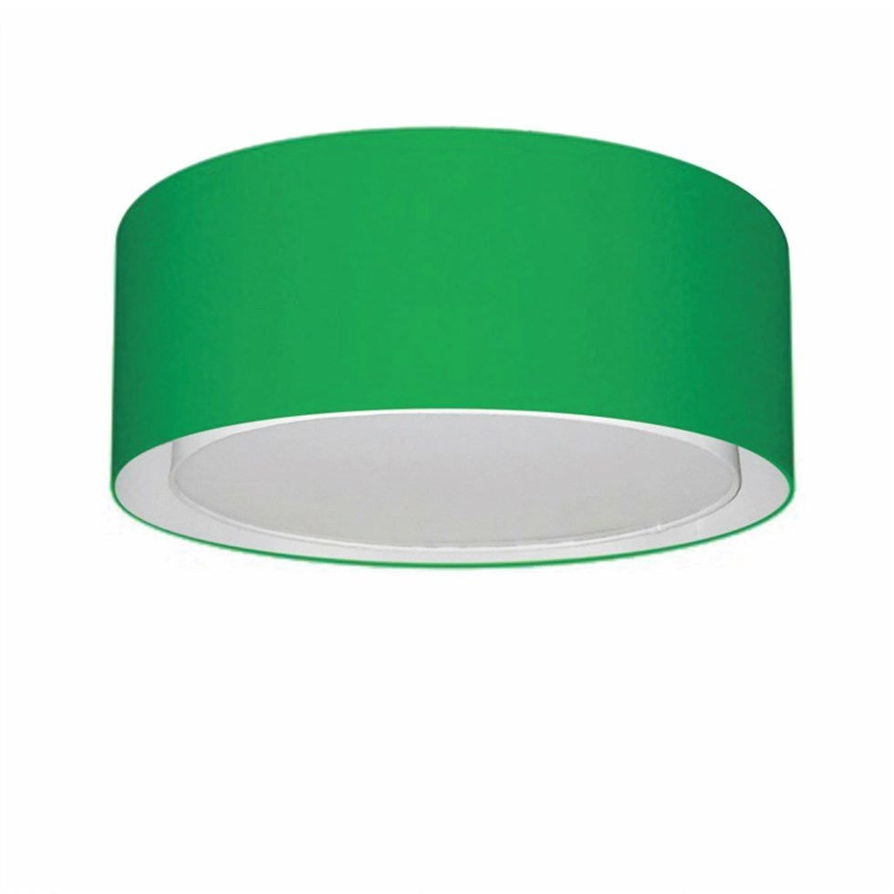 Plafon Cilíndrico Duplo Vivare Md-3036 Cúpula Em Tecido 50x25cm - Bivolt - Verde-folha - 127/220v