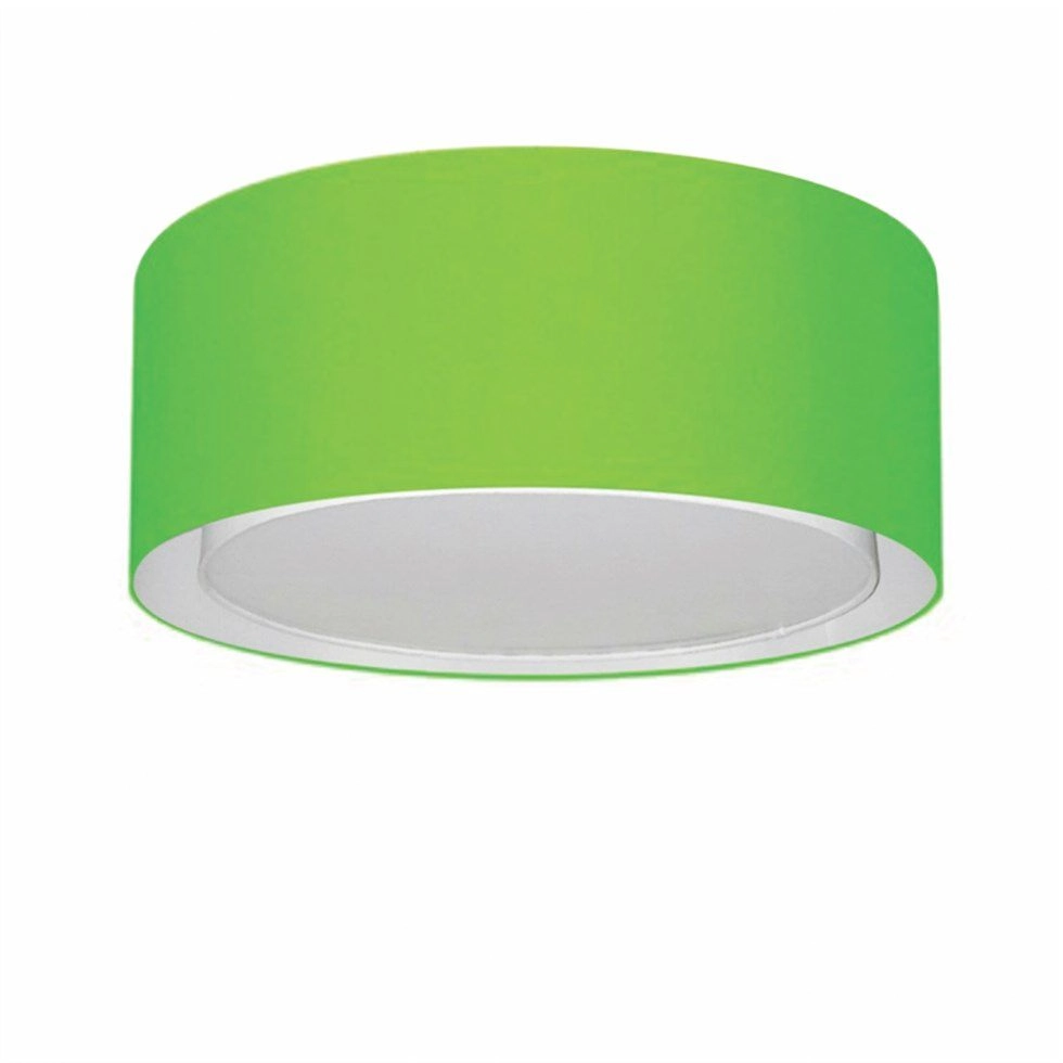 Plafon Cilíndrico Duplo Vivare Md-3036 Cúpula Em Tecido 50x25cm - Bivolt - Verde-limão - 127/220v