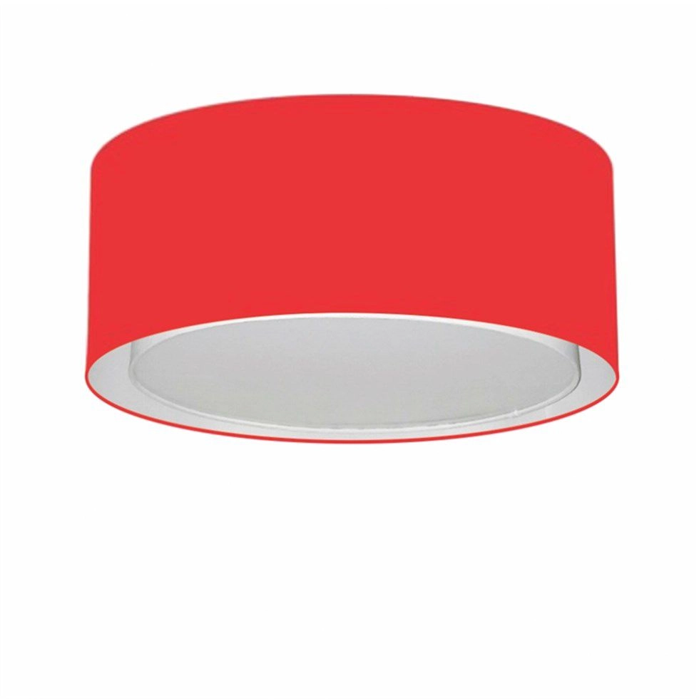 Plafon Cilíndrico Duplo Vivare Md-3036 Cúpula Em Tecido 50x25cm - Bivolt - Vermelho - 127/220v