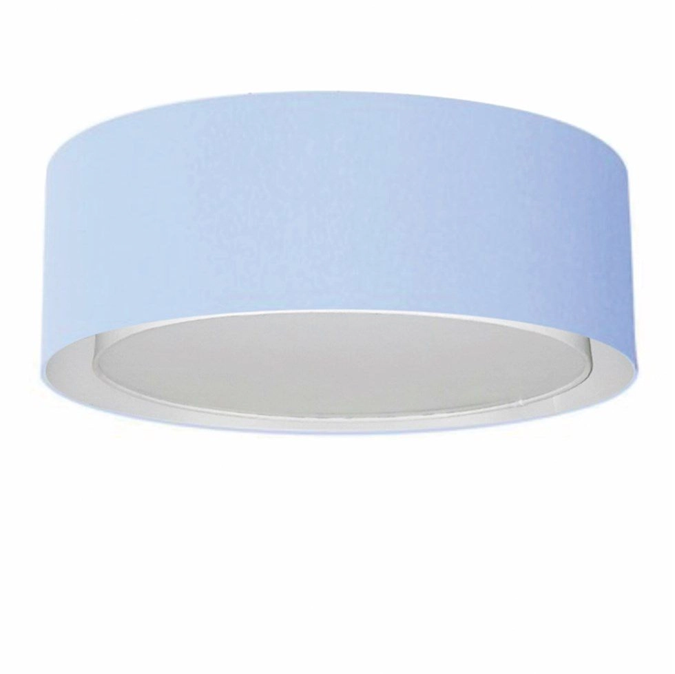 Plafon Cilíndrico Duplo Vivare Md-3037 Cúpula Em Tecido 60x25cm - Bivolt - Azul-bebê - 127/220v