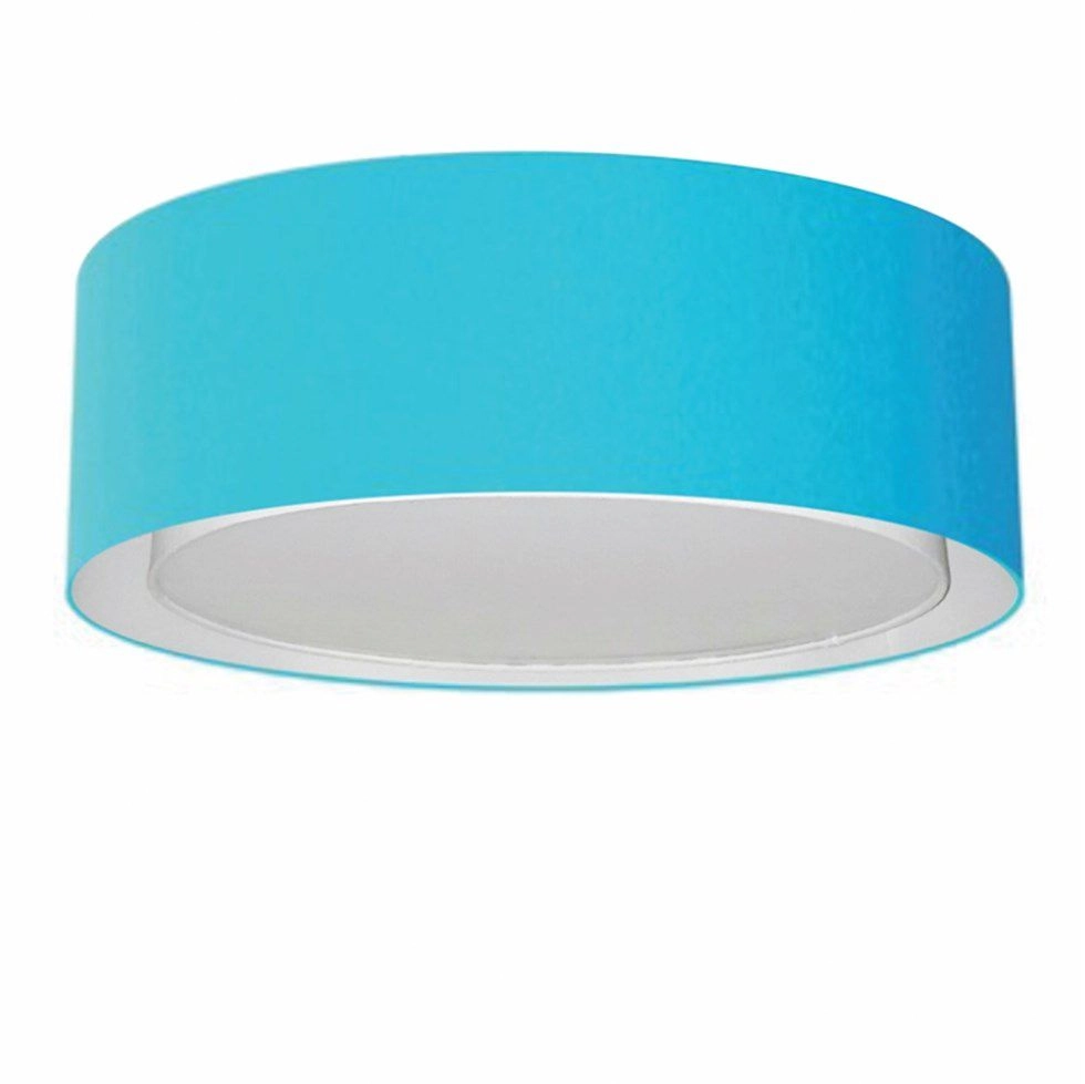 Plafon Cilíndrico Duplo Vivare Md-3037 Cúpula Em Tecido 60x25cm - Bivolt - Azul-turquesa - 127/220v