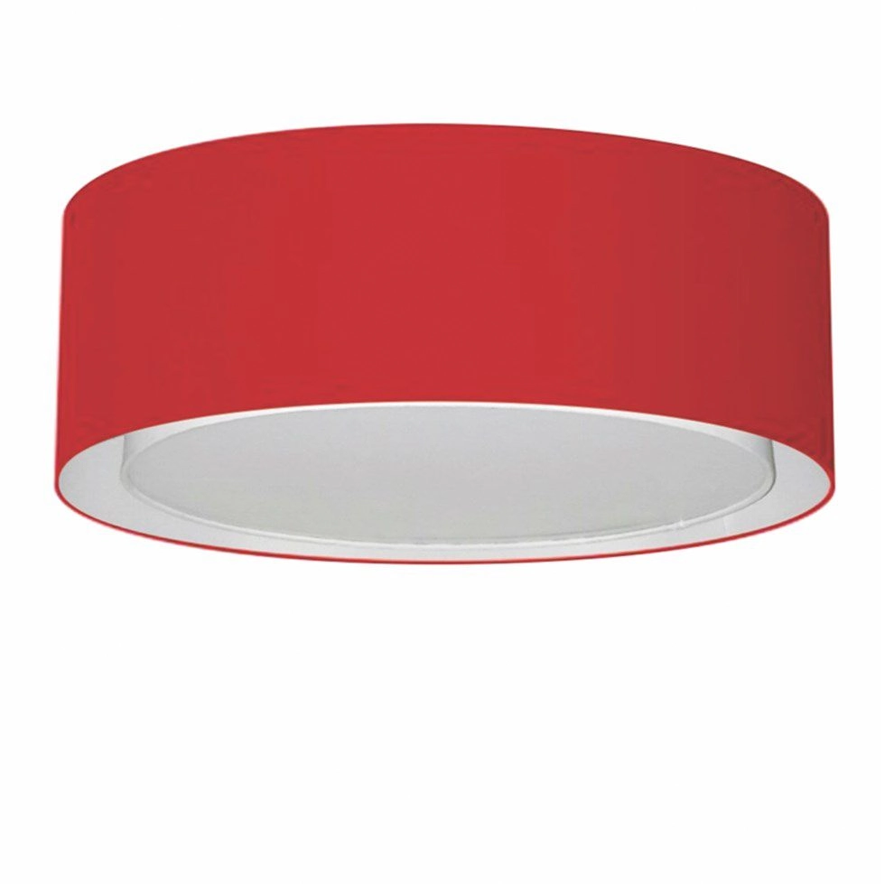 Plafon Cilíndrico Duplo Vivare Md-3037 Cúpula Em Tecido 60x25cm - Bivolt - Bordo - 127/220v