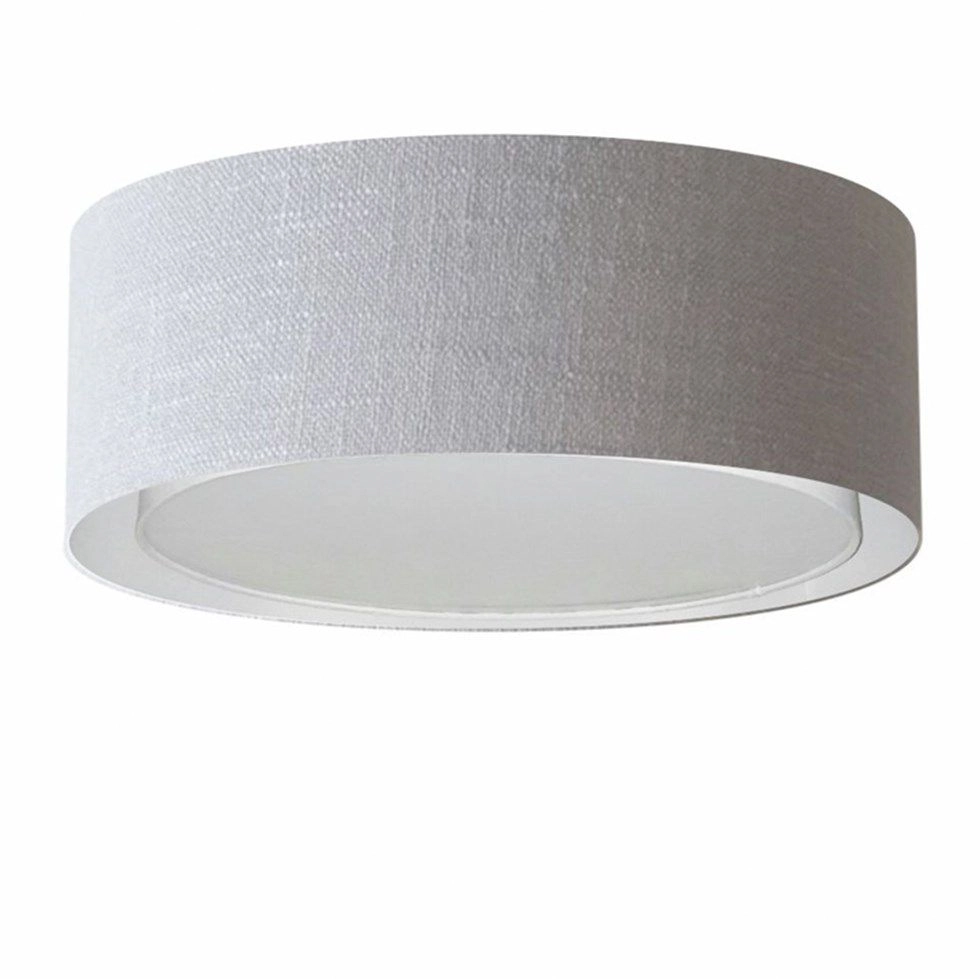 Plafon Cilíndrico Duplo Vivare Md-3037 Cúpula Em Tecido 60x25cm - Bivolt - Rustico-cinza - 127/220v