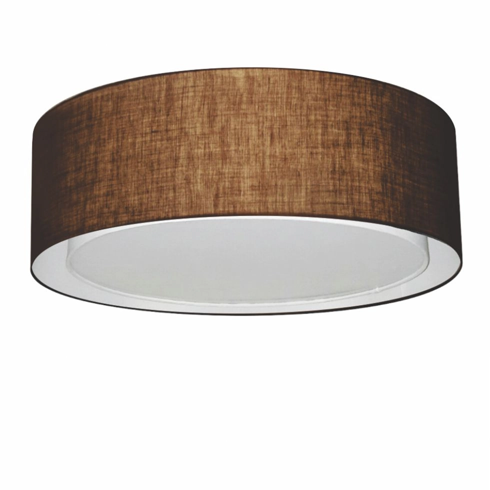 Plafon Cilíndrico Duplo Vivare Md-3037 Cúpula Em Tecido 60x25cm - Bivolt - Café - 127/220v