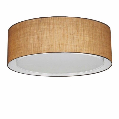 Plafon Cilíndrico Duplo Vivare Md-3037 Cúpula Em Tecido 60x25cm - Bivolt - Palha - 127/220v