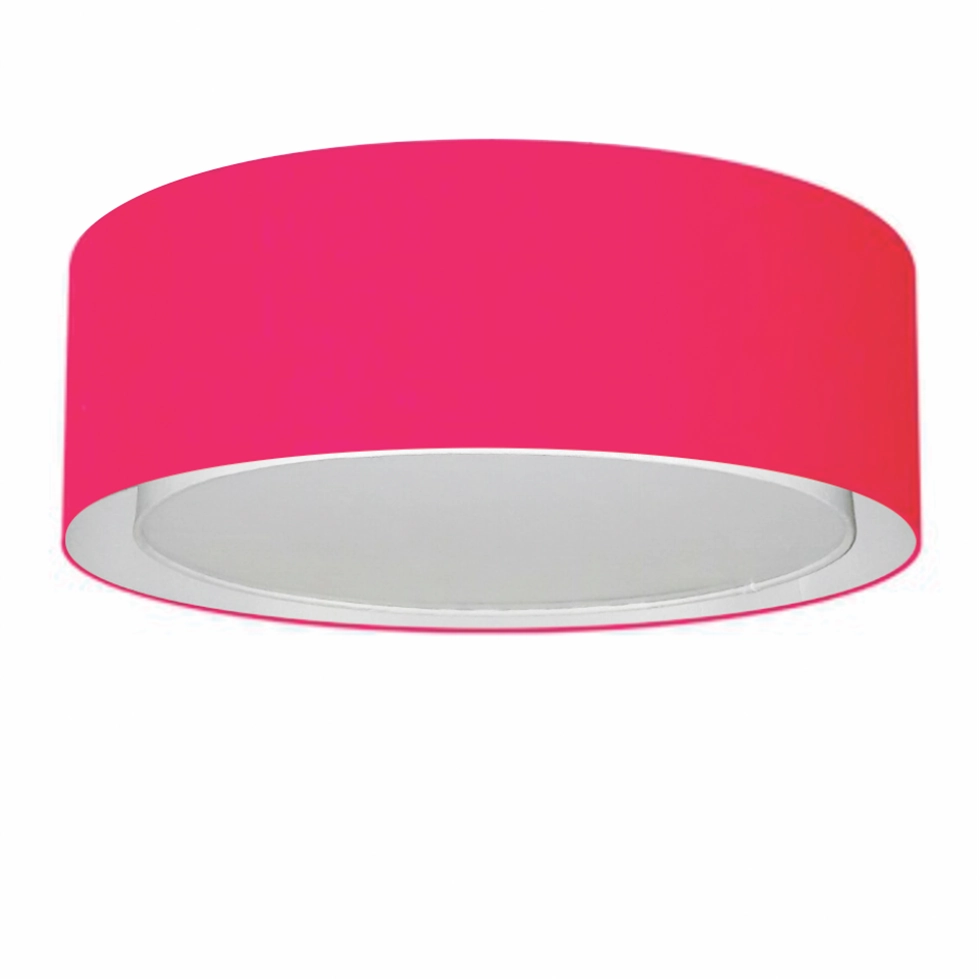 Plafon Cilíndrico Duplo Vivare Md-3037 Cúpula Em Tecido 60x25cm - Bivolt - Rosa-pink - 127/220v