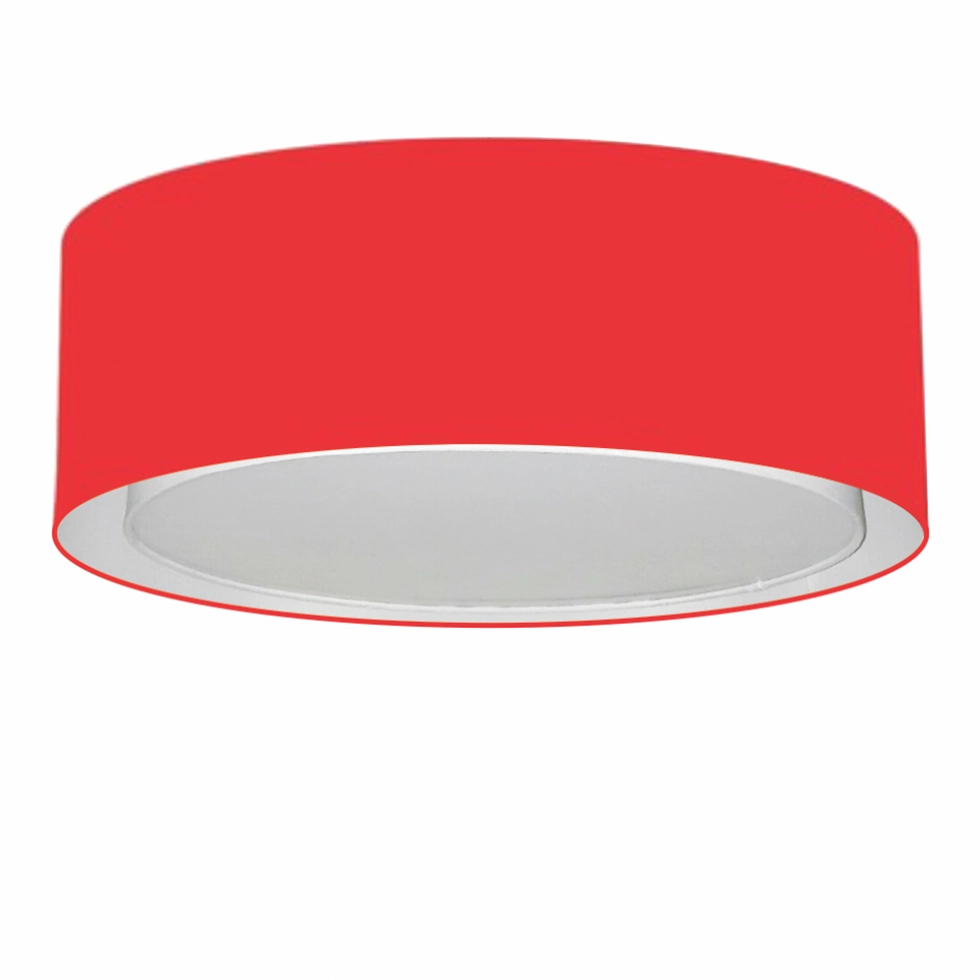 Plafon Cilíndrico Duplo Vivare Md-3037 Cúpula Em Tecido 60x25cm - Bivolt - Vermelho - 127/220v