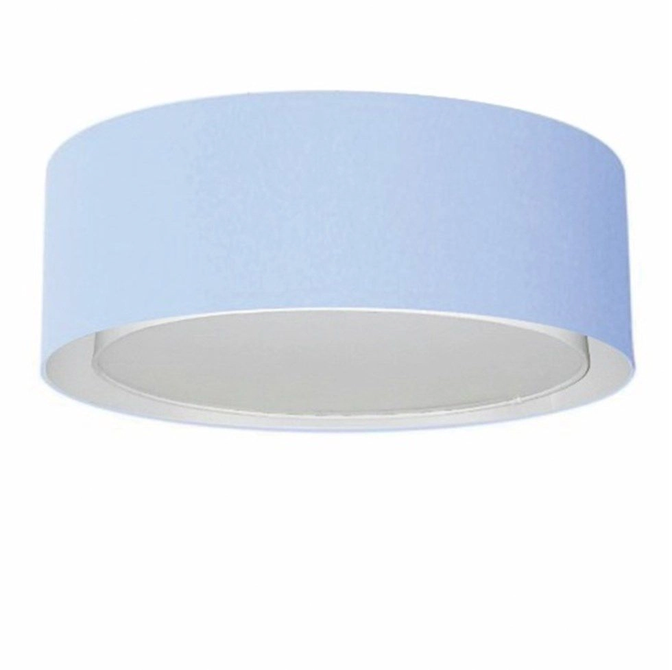 Plafon Cilíndrico Duplo Vivare Md-3038 Cúpula Em Tecido 80x30cm - Bivolt - Azul-bebê - 127/220v