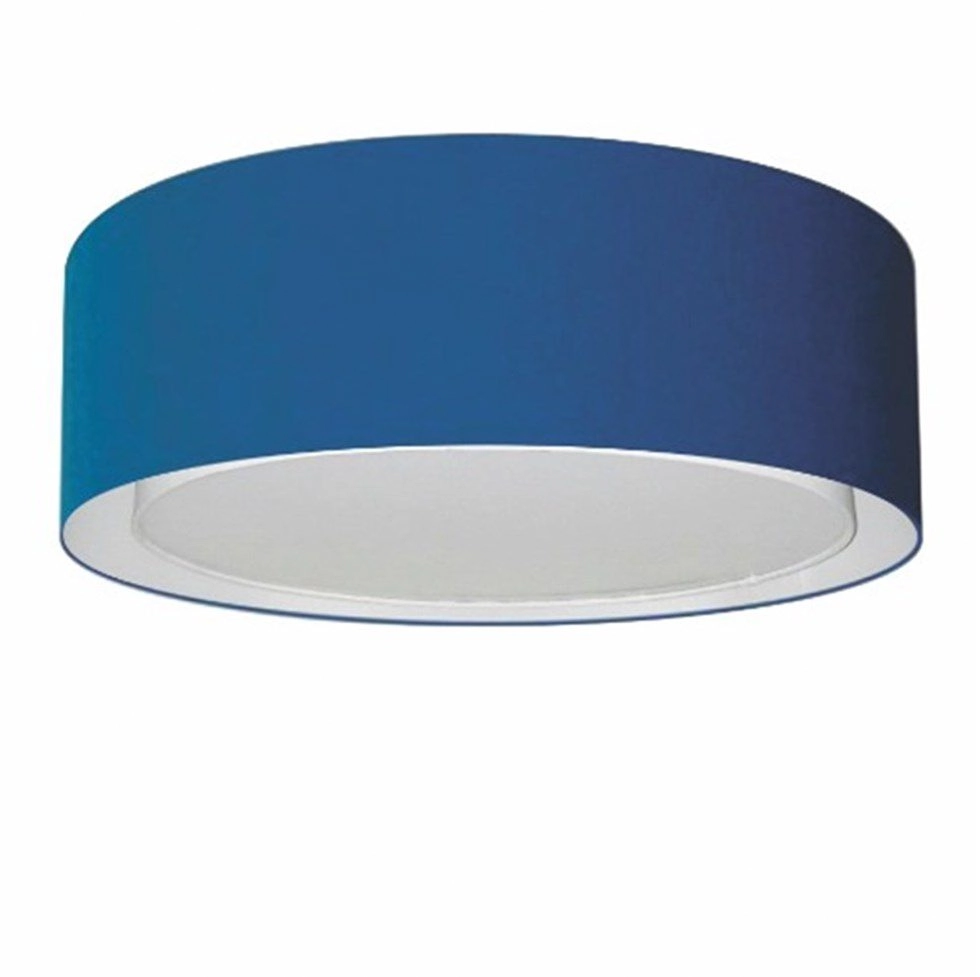 Plafon Cilíndrico Duplo Vivare Md-3038 Cúpula Em Tecido 80x30cm - Bivolt - Azul-marinho - 127/220v