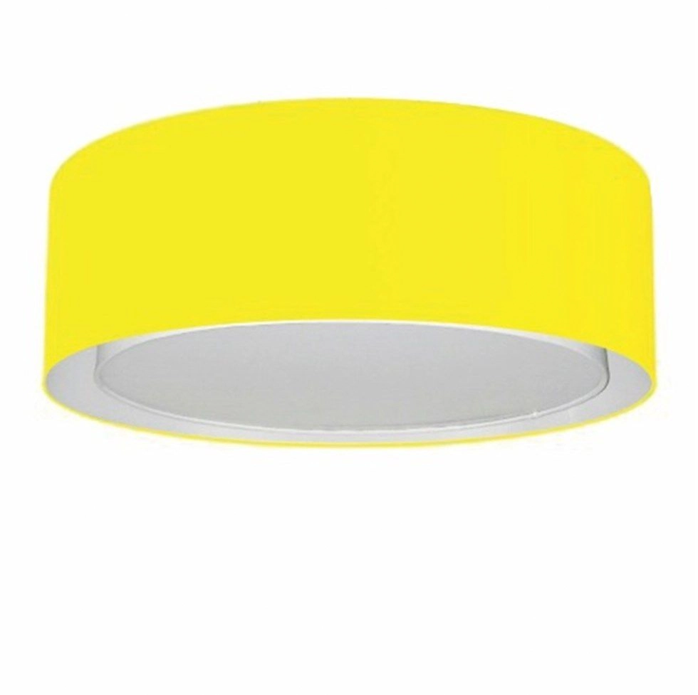 Plafon Cilíndrico Duplo Vivare Md-3038 Cúpula Em Tecido 80x30cm - Bivolt - Amarelo - 127/220v