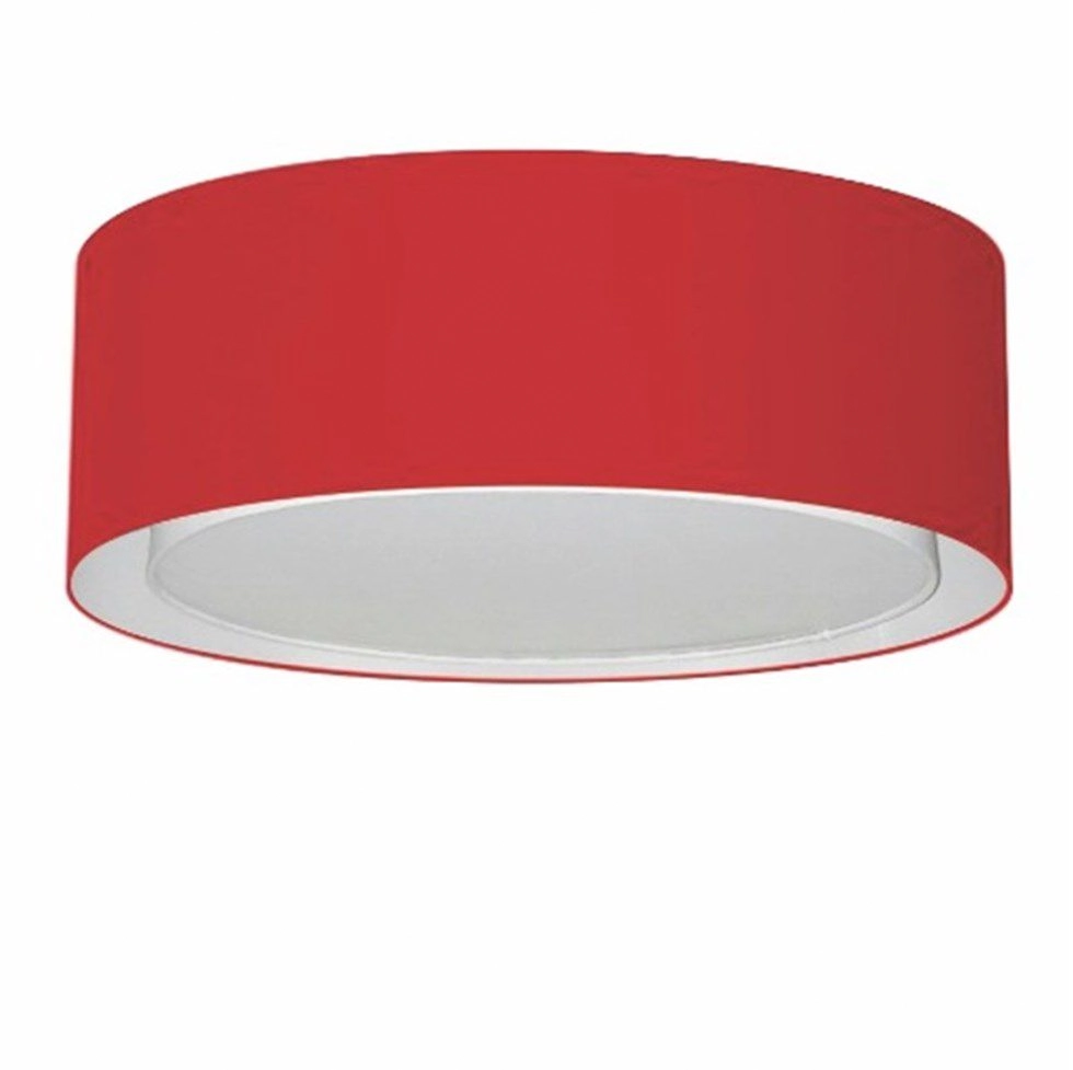 Plafon Cilíndrico Duplo Vivare Md-3038 Cúpula Em Tecido 80x30cm - Bivolt - Bordo - 127/220v