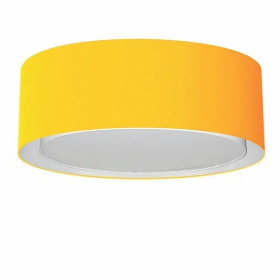 Plafon Cilíndrico Duplo Vivare Md-3038 Cúpula Em Tecido 80x30cm - Bivolt - Laranja - 127/220v
