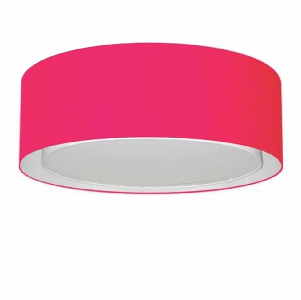 Plafon Cilíndrico Duplo Vivare Md-3038 Cúpula Em Tecido 80x30cm - Bivolt - Rosa-pink - 127/220v