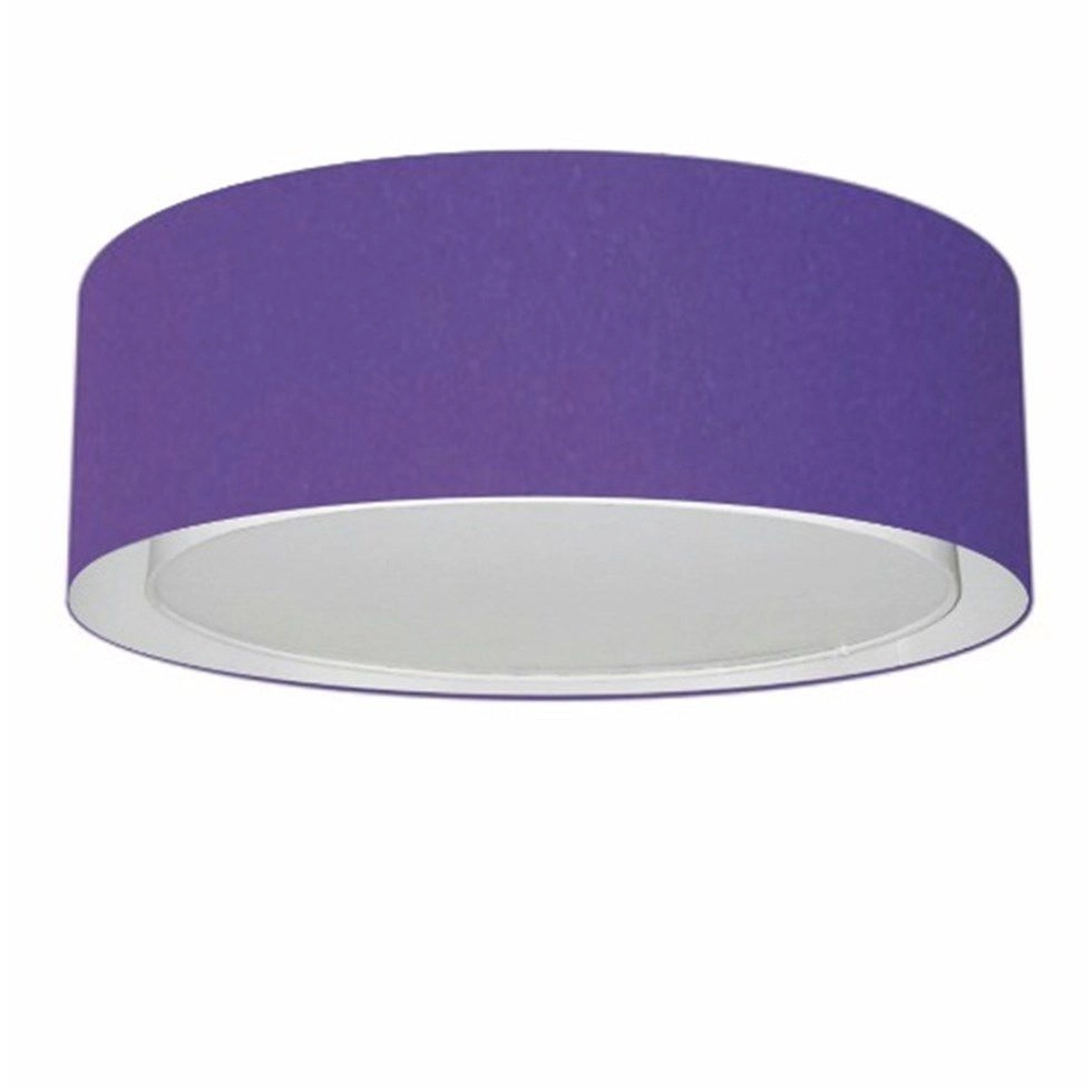 Plafon Cilíndrico Duplo Vivare Md-3038 Cúpula Em Tecido 80x30cm - Bivolt - Roxo - 127/220v