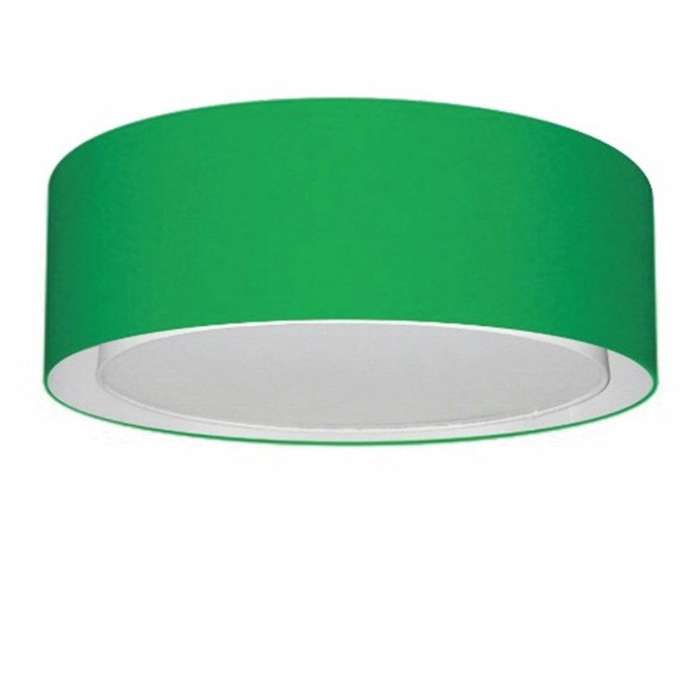 Plafon Cilíndrico Duplo Vivare Md-3038 Cúpula Em Tecido 80x30cm - Bivolt - Verde-folha - 127/220v
