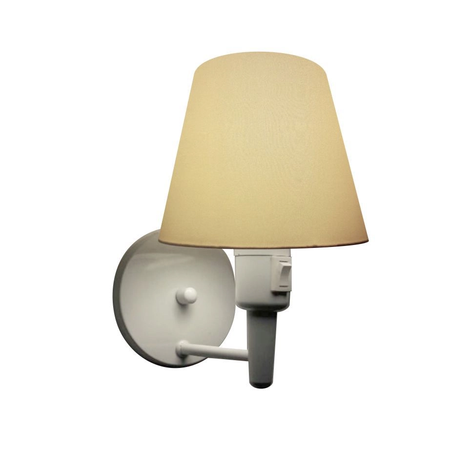 Arandela Cone Vivare Md-2013 Base Alumínio Branco Com Interruptor Cúpula Em Tecido - Algodão Crú