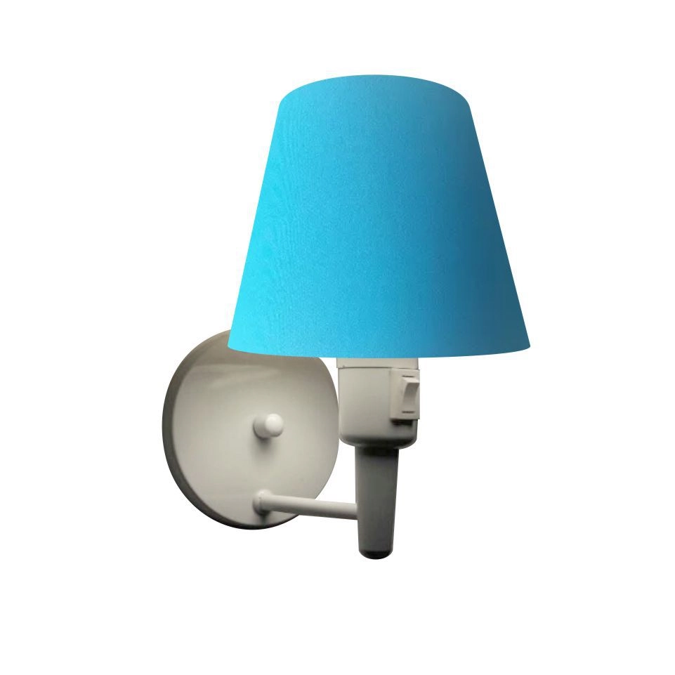 Arandela Cone Vivare Md-2013 Base Alumínio Branco Com Interruptor Cúpula Em Tecido - Azul Turquesa