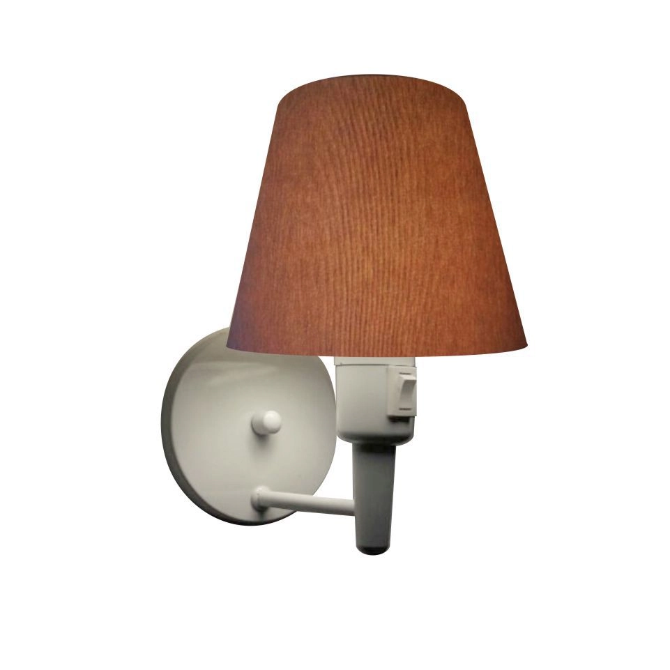 Arandela Cone Vivare Md-2013 Base Alumínio Branco Com Interruptor Cúpula Em Tecido - Palha