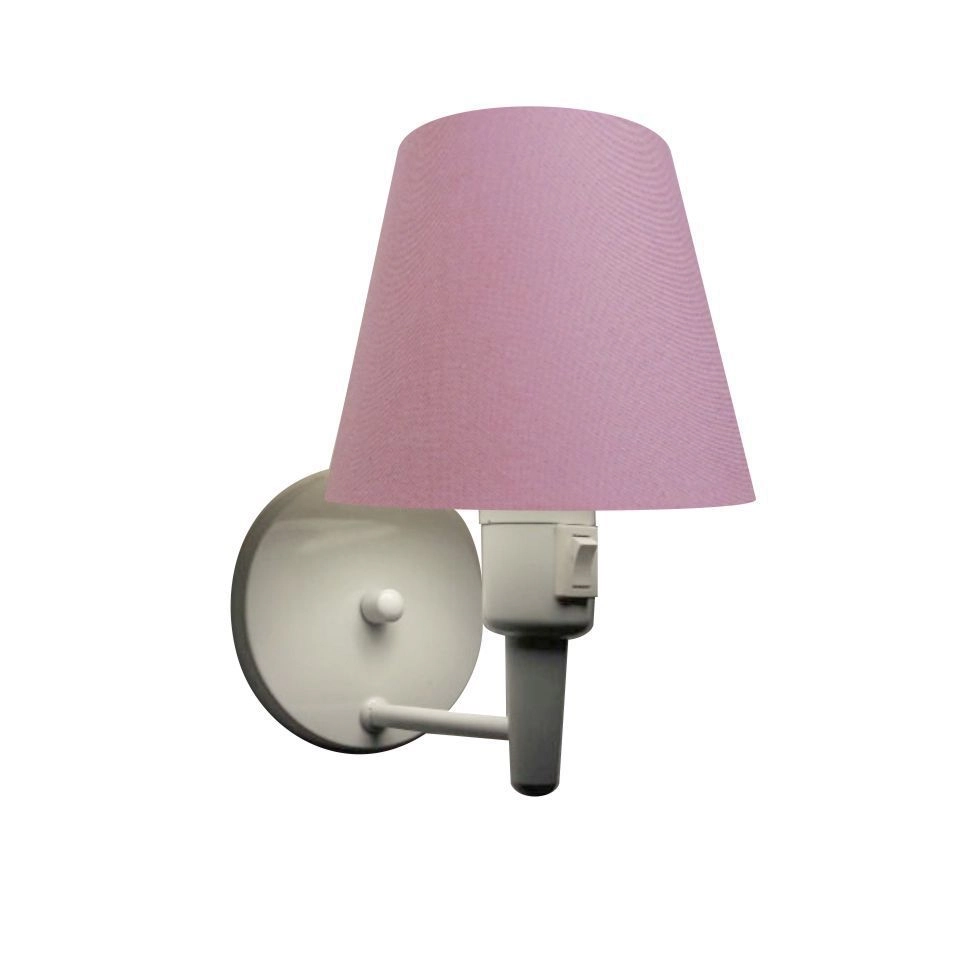 Arandela Cone Vivare Md-2013 Com Liga E Desl Cúpula Em Tecido Bivolt - Branco / Rosa Bebê