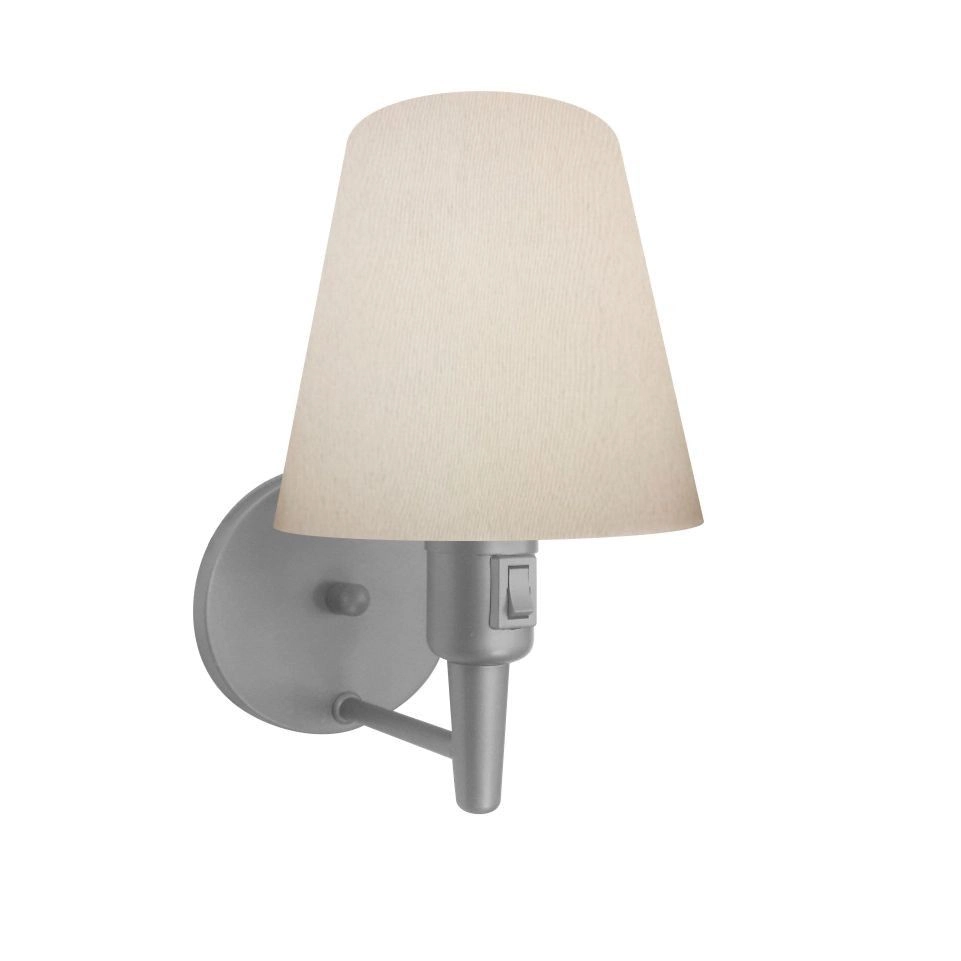Arandela Cone Vivare Md-2013 Base Alumínio Cinza Com Interruptor Cúpula Em Tecido - Branco
