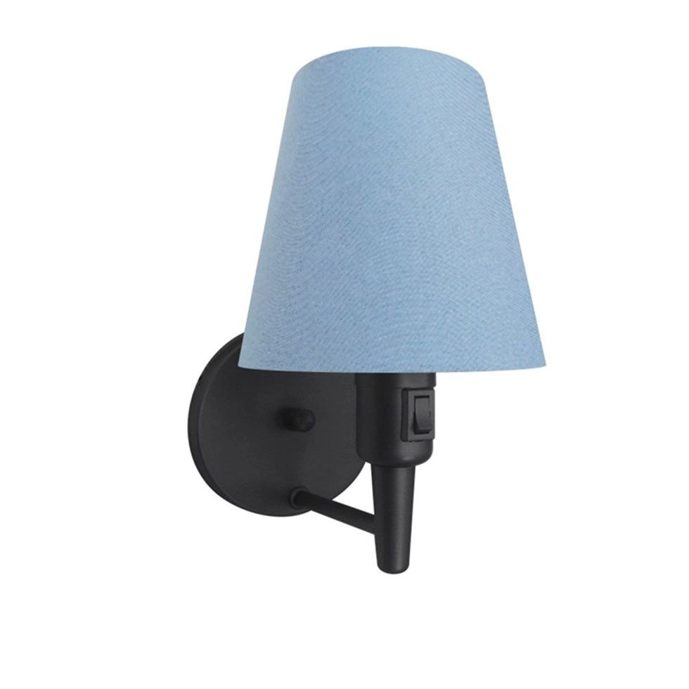 Arandela Cone Vivare Md-2013 Com Liga E Desl Cúpula Em Tecido Bivolt - Preto / Azul Bebê