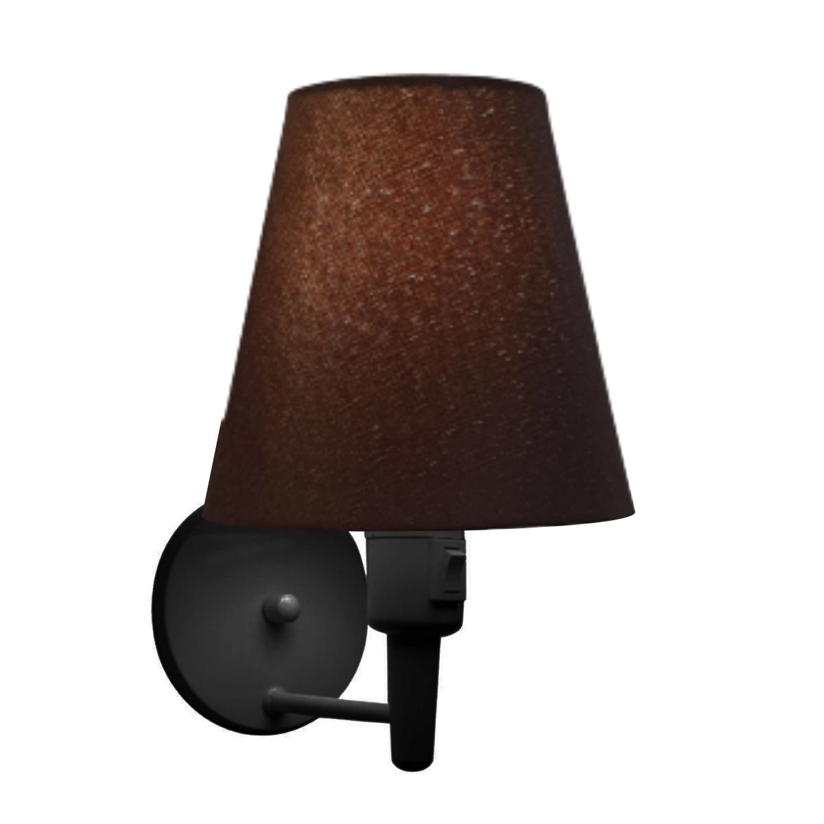 Arandela De Parede Vivare Md-2013 Preta Com Interruptor Liga E Desliga Cúpula Em Tecido - Bivolt - Preto-café - 127/220v