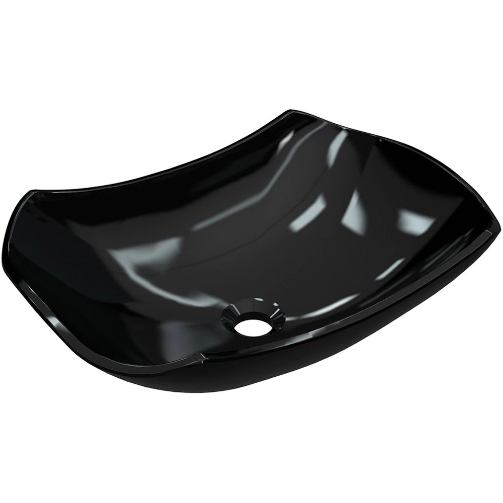 Cuba De Apoio Abaulada C01 Para Banheiro Lux L42 Preto Brilho - Lyam Decor