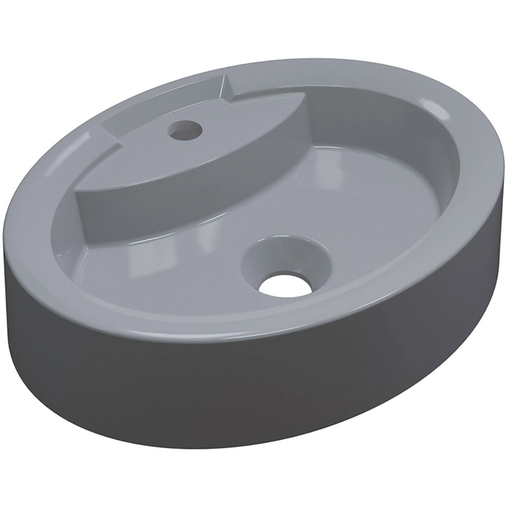 Cuba De Apoio Oval C01 Para Banheiro Onix O43 Cinza - Lyam Decor