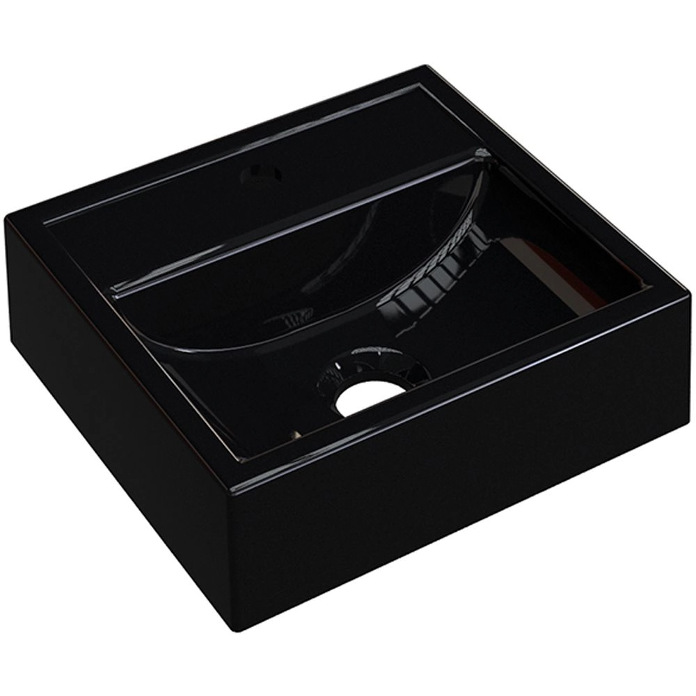 Cuba De Apoio Quadrada C01 Para Banheiro Q32w Preto Brilho - Lyam Decor