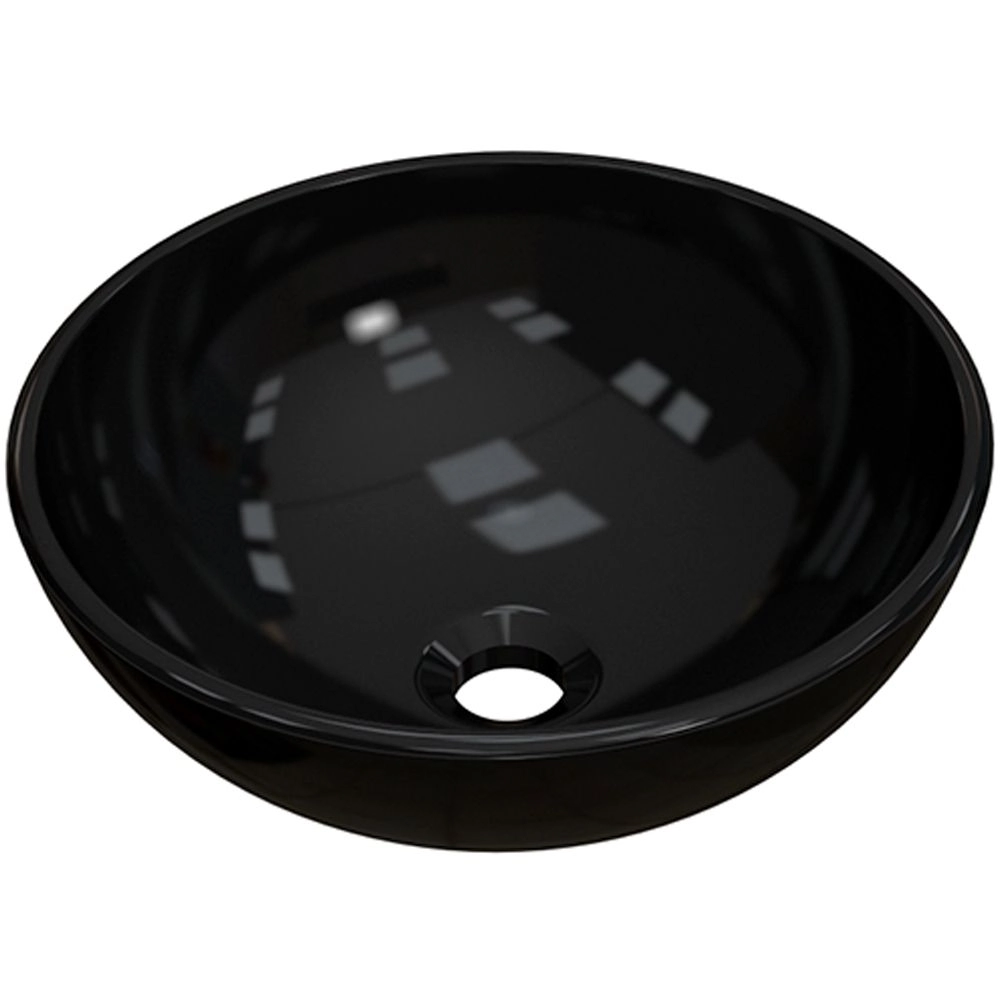Cuba De Apoio Redonda C01 Para Banheiro R35w Preto Brilho - Lyam Decor