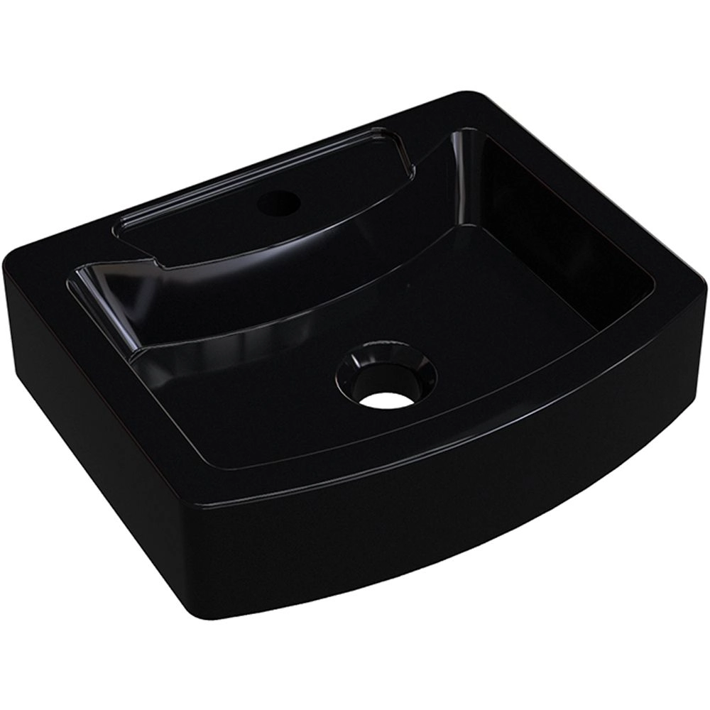 Cuba De Apoio Retangular C01 Para Banheiro Rt41 Aria Preto Brilho - Lyam Decor