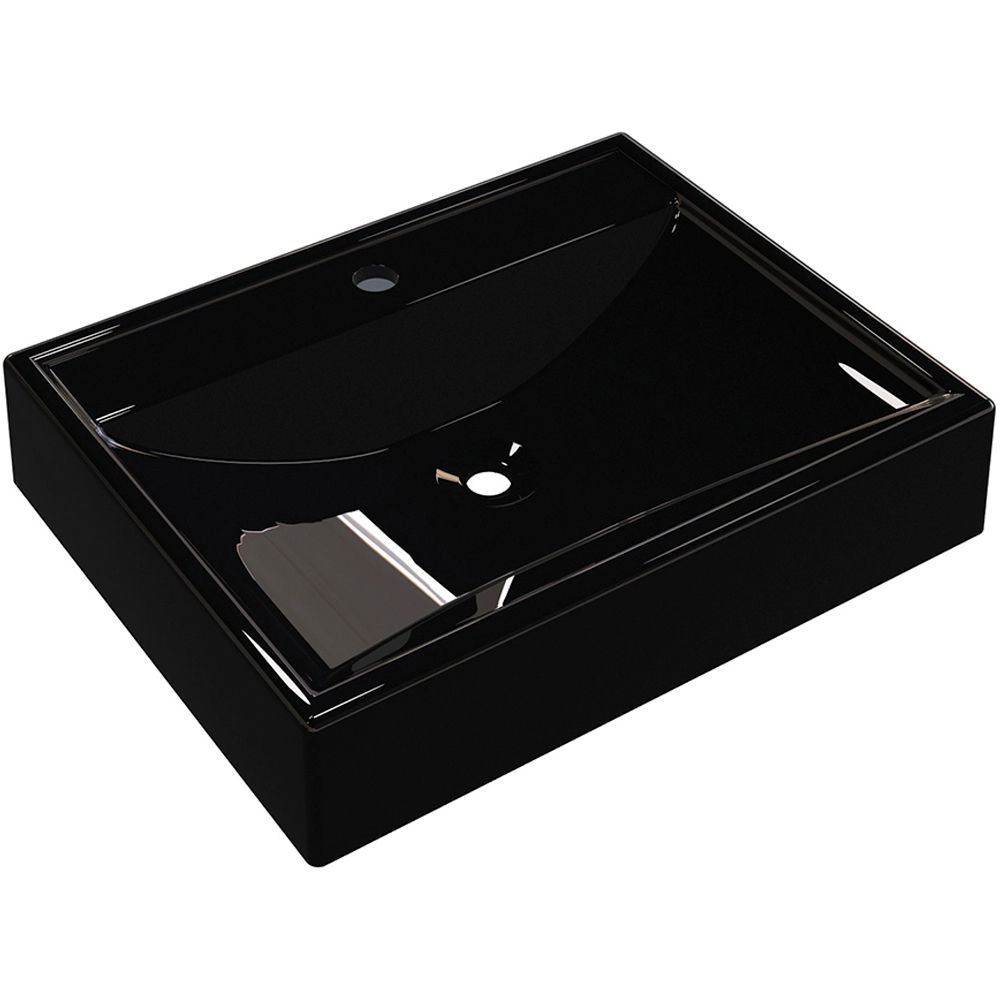 Cuba De Apoio Retangular C01 Para Banheiro Rt49 Preto Brilho - Lyam Decor