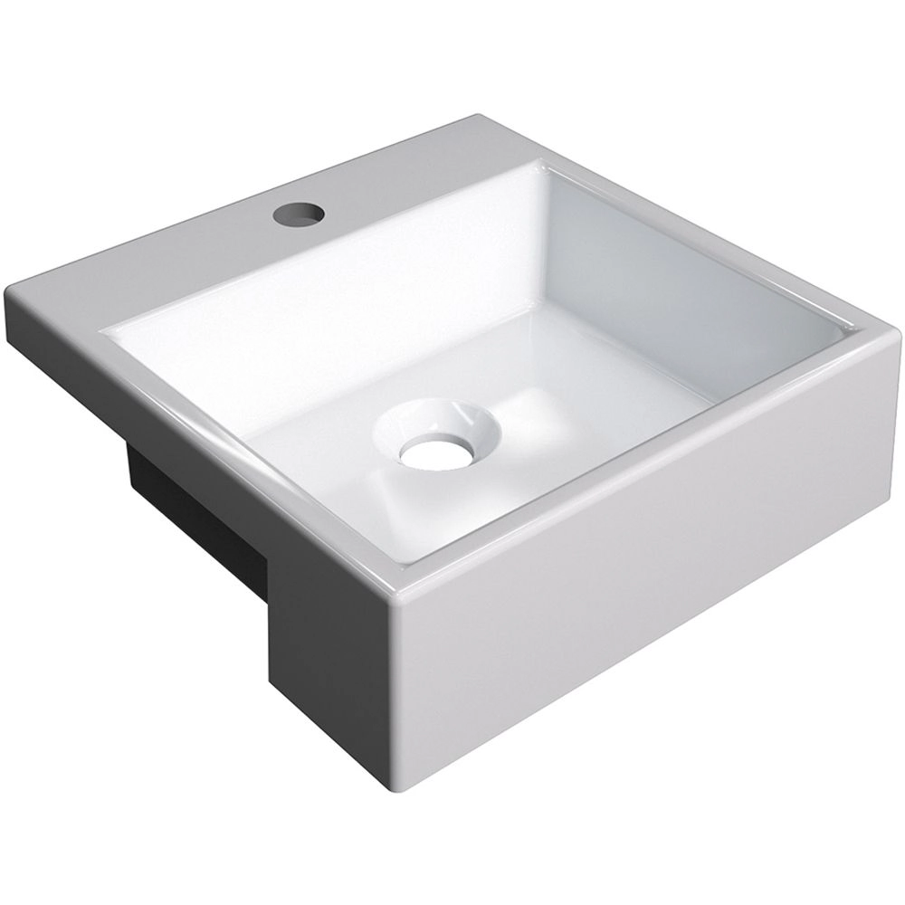 Cuba De Semi Encaixe Quadrada C01 Para Banheiro Xq355 Branco - Lyam Decor