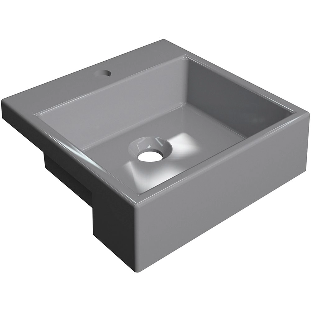 Cuba De Semi Encaixe Quadrada C01 Para Banheiro Xq355 Cinza - Lyam Decor