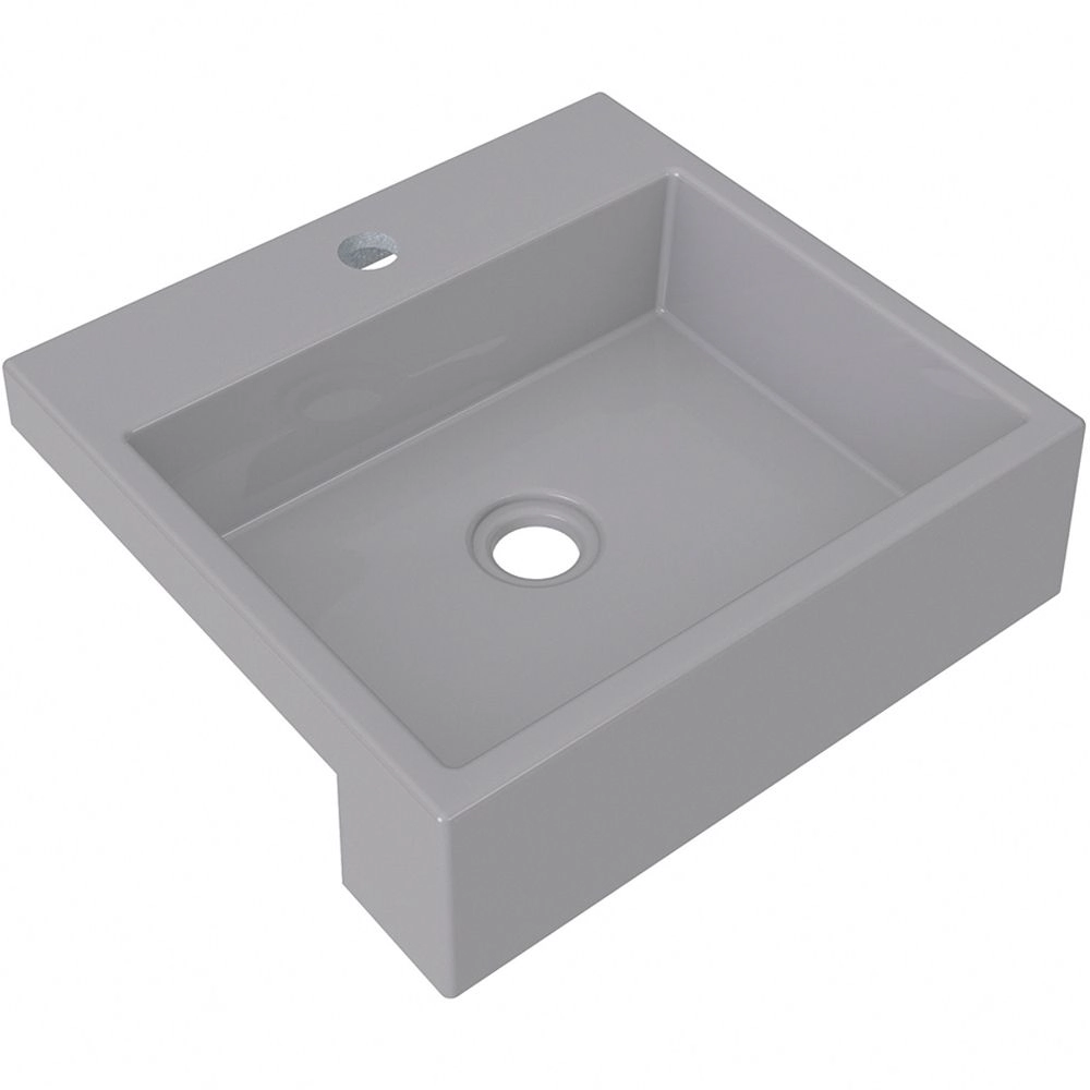 Cuba De Semi Encaixe Quadrada C01 Para Banheiro Xq395 Cinza - Lyam Decor