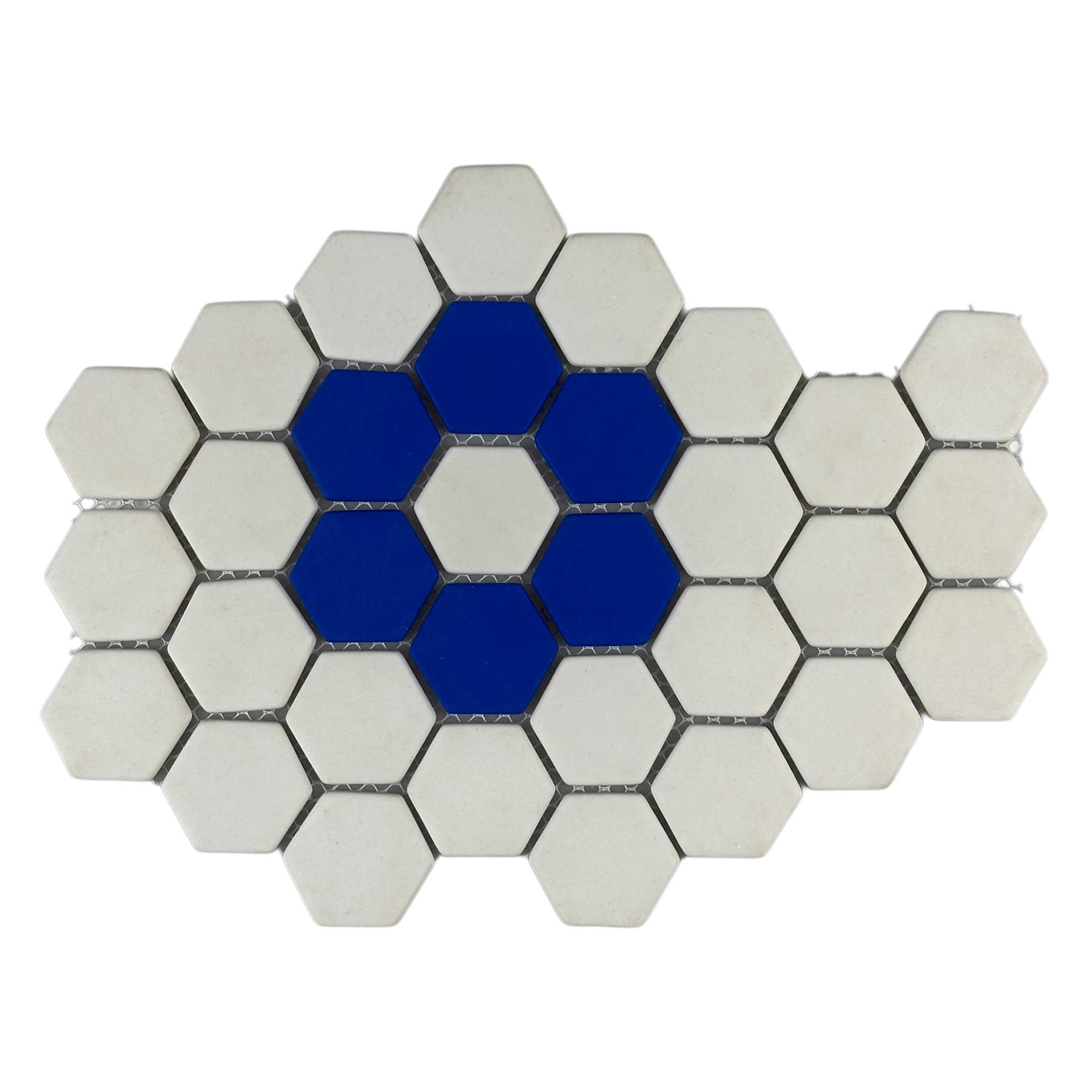 Revestimento Branco e Azul Fosco 4,2x4,8cm Ecologic Hexagon Flor Van Gogh Caixa com 11 Unidades