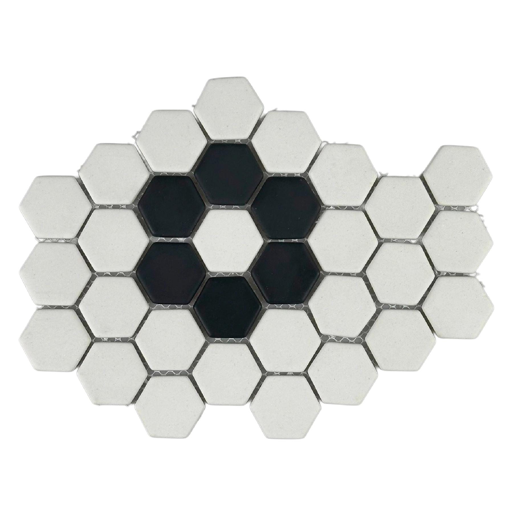 Revestimento Natural Ecologic Hexagon Flor Branco e Preto Matte Borda Arredondada 2,5x15cm Van Gogh
