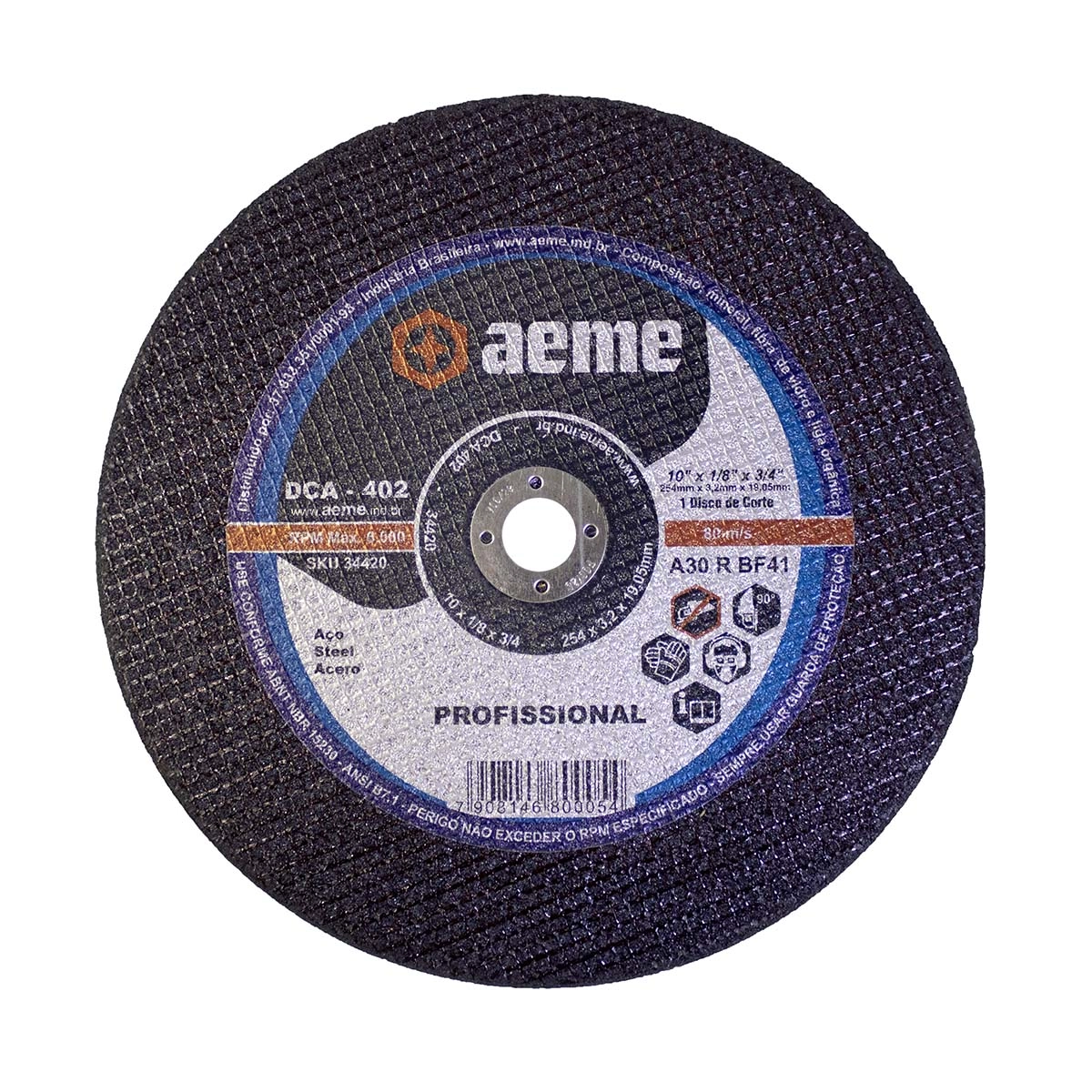 Disco Corte Aeme Aço Dca 402 10x1/8x3/4 2t (254x3.2x19.05)