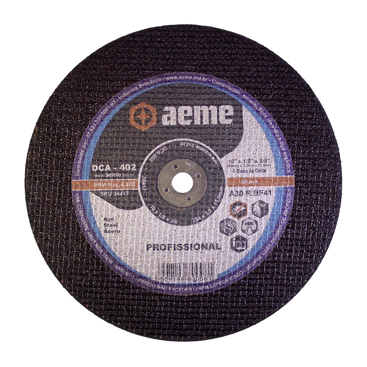 Disco Corte Aeme Aço Dca 402 10x1/8x5/8 2t (254x3.2x15.9)