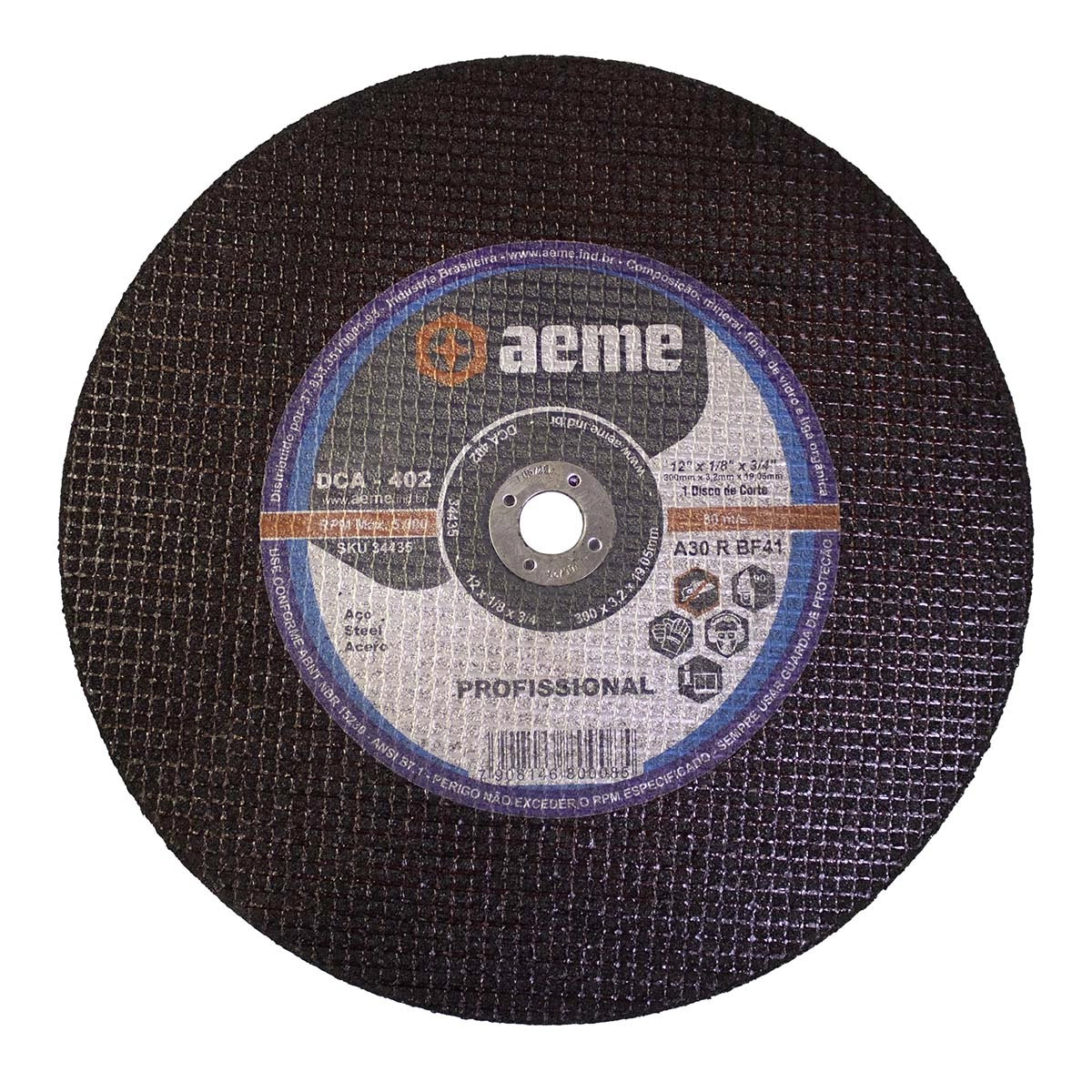 Disco Corte Aeme Aço Dca 402 12x1/8x3/4 2t (300x3.2x19.05)
