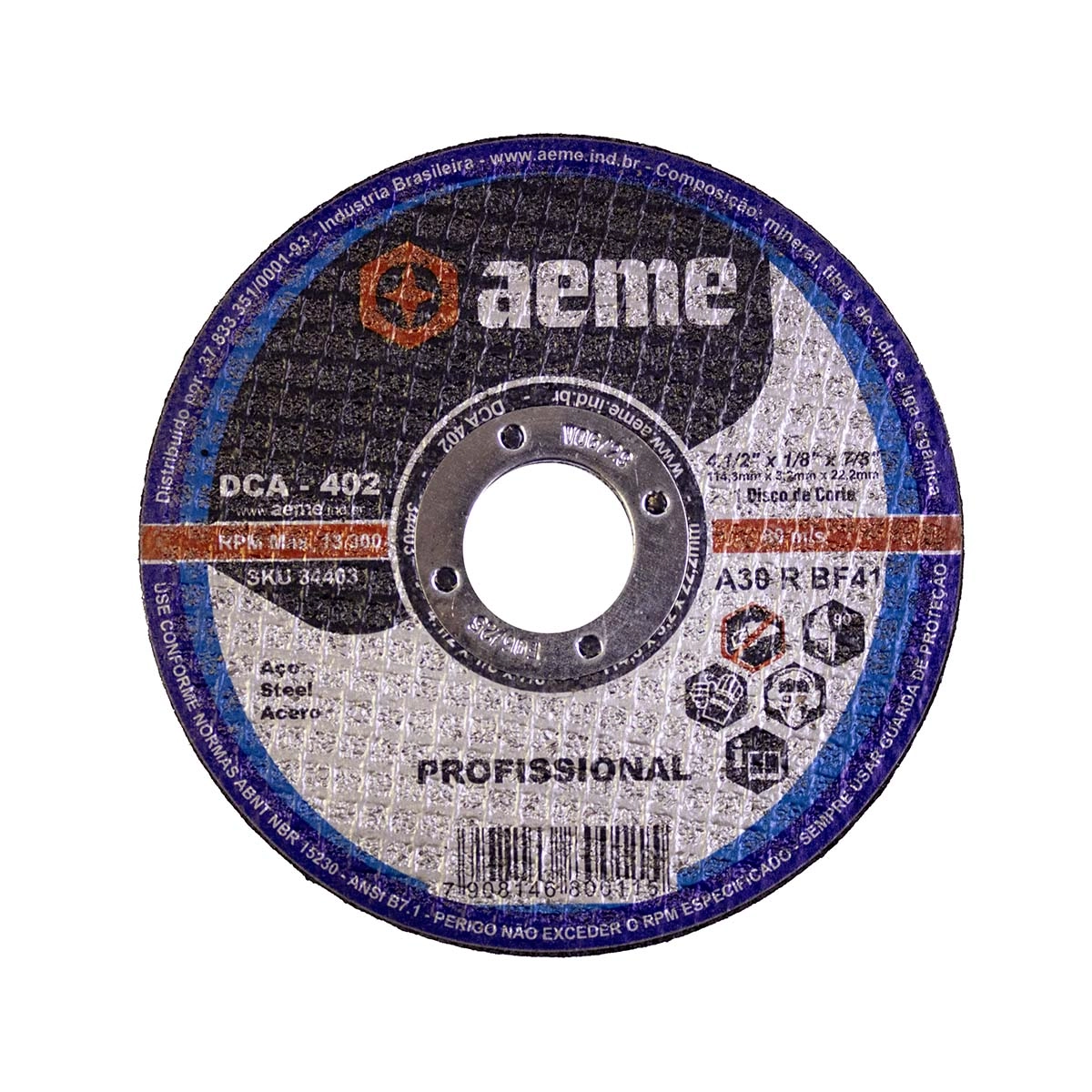Disco Corte Aeme Aço Dca 402 4.1/2x1/8x7/8 2t (115x3.2x22.2)