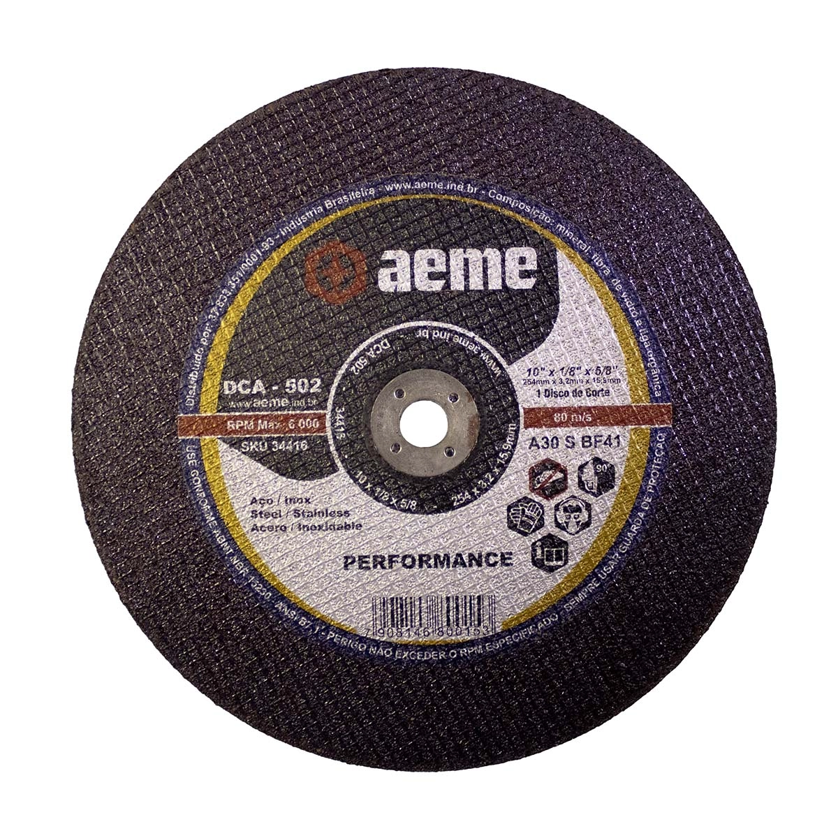 Disco Corte Aeme Aço Dca 502 10x1/8x5/8 2t (254x3.2x15.9)