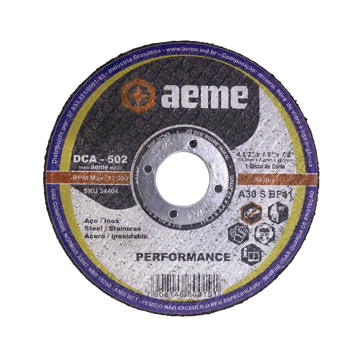 Disco Corte Aeme Aço/inox Dca 502 4.1/2x1/8x7/8 2t (115x3.2x22.2)