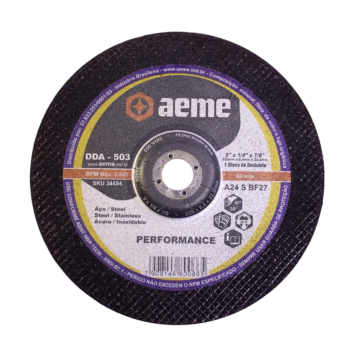 Disco Desbaste Aeme Aço/inox Dda 503 9x1/4x7/8 (230x6.4x22.22)