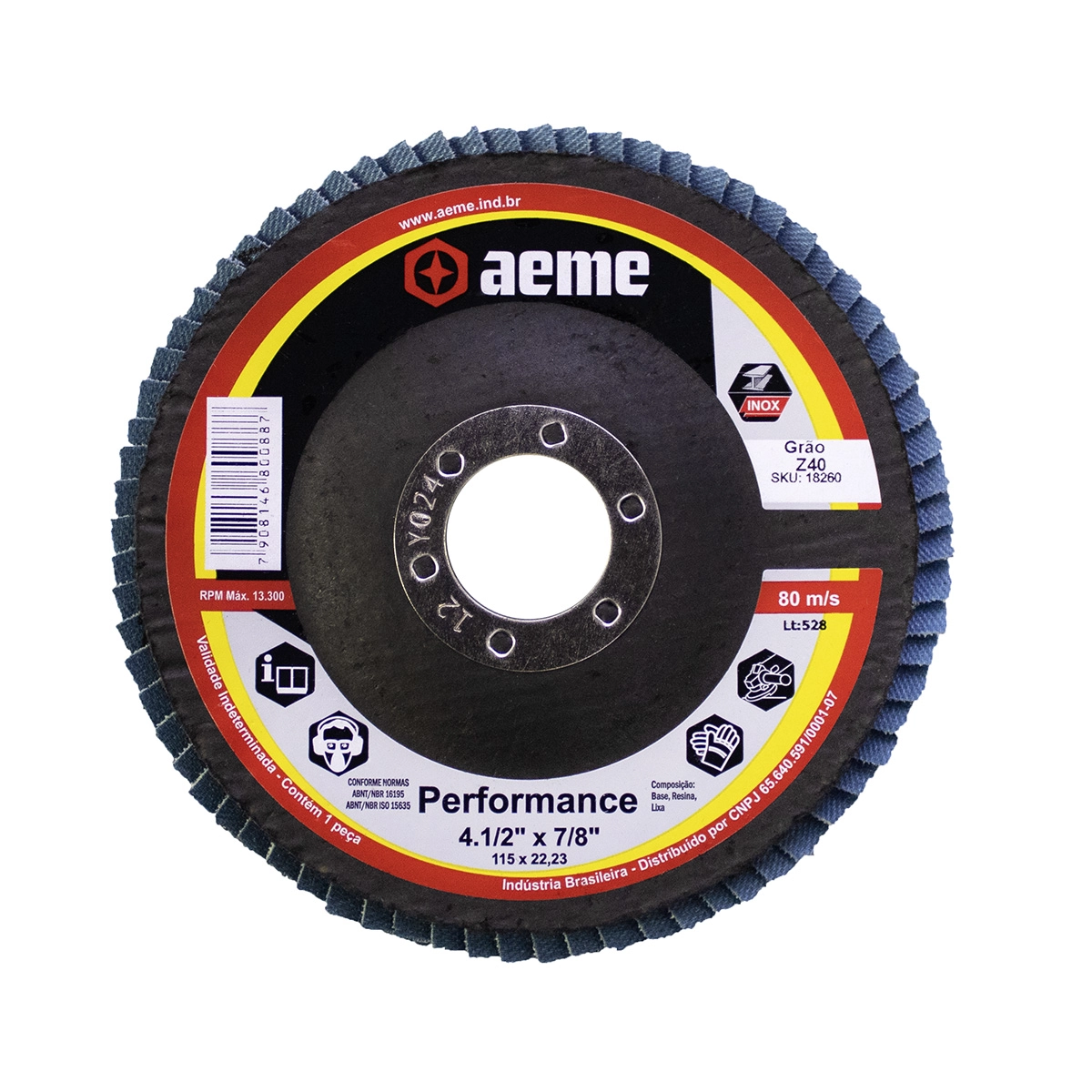 Disco Flap Aeme Performance Fibra Angular Zircônio 4.1/2" (115mm) - 40
