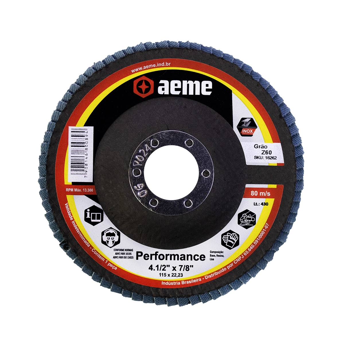 Disco Flap Aeme Performance Fibra Angular Zircônio 4.1/2" (115mm) - 60