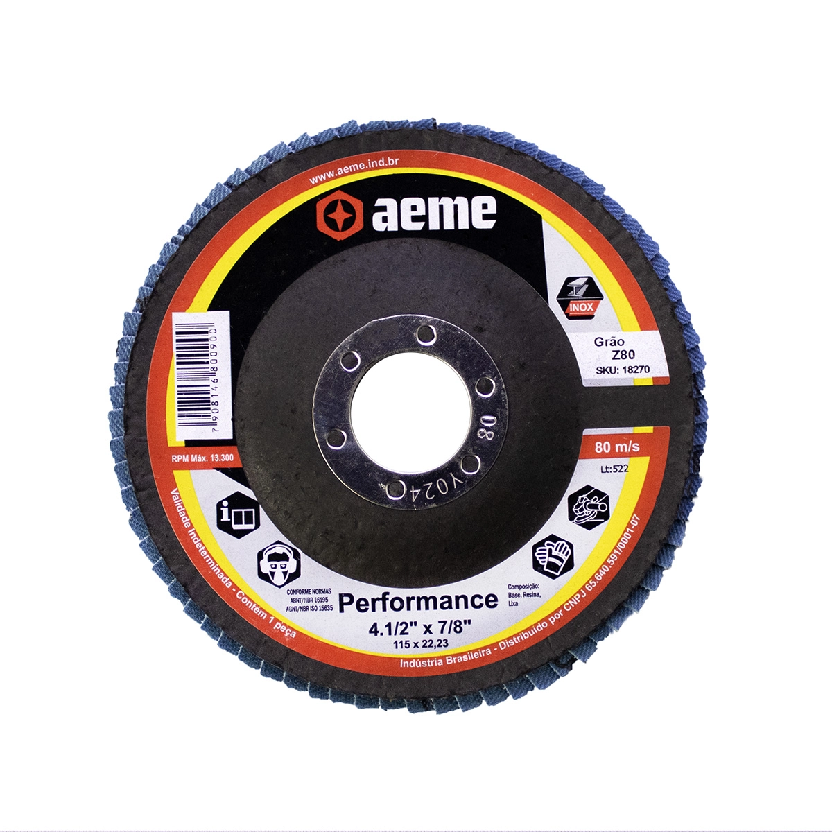 Disco Flap Aeme Performance Fibra Angular Zircônio 4.1/2" (115mm) - 80